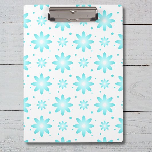 Witte en turquoise delicate daisy, stippen patroon klembord
