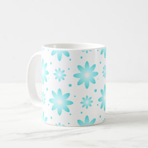 Witte en turquoise delicate daisy, stippen patroon koffiemok