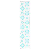 Witte en turquoise delicate daisy, stippen patroon korte tafelloper (Voorkant)