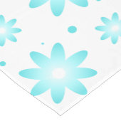 Witte en turquoise delicate daisy, stippen patroon korte tafelloper (Hoek)