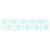 Witte en turquoise delicate daisy, stippen patroon korte tafelloper (Horizontaal)