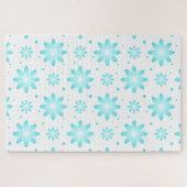 Witte en turquoise delicate daisy, stippen patroon legpuzzel (Horizontaal)