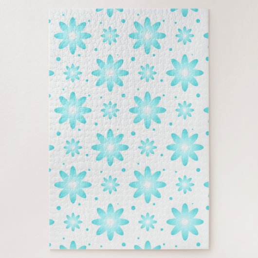 Witte en turquoise delicate daisy, stippen patroon legpuzzel (Verticaal)