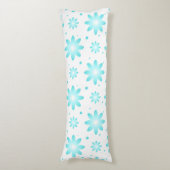 Witte en turquoise delicate daisy, stippen patroon lichaamskussen (Voorkant Verticaal)