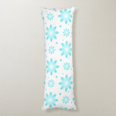 Witte en turquoise delicate daisy, stippen patroon lichaamskussen (Achterkant (Verticaal))