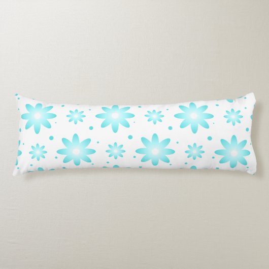 Witte en turquoise delicate daisy, stippen patroon lichaamskussen (Voorkant)