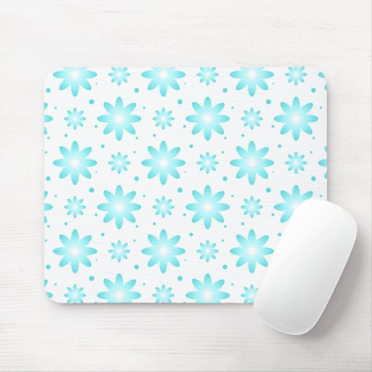 Witte en turquoise delicate daisy, stippen patroon muismat (Met muis)
