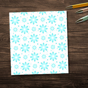 Witte en turquoise delicate daisy, stippen patroon notitieblok