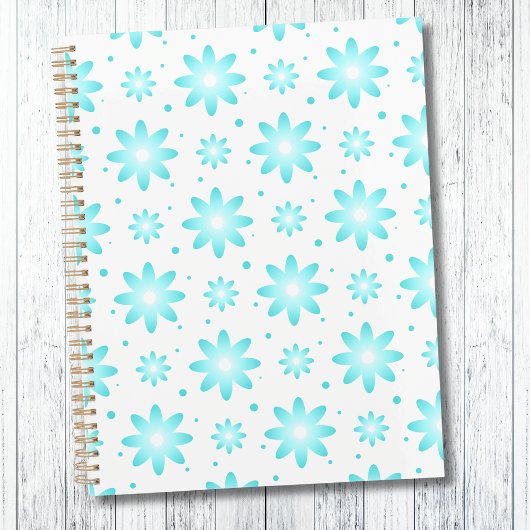 Witte en turquoise delicate daisy, stippen patroon planner