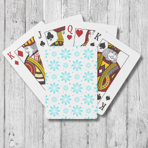 Witte en turquoise delicate daisy, stippen patroon pokerkaarten