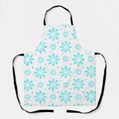 Witte en turquoise delicate daisy, stippen patroon schort (Voorkant)