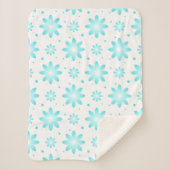 Witte en turquoise delicate daisy, stippen patroon sherpa deken (Voorkant)