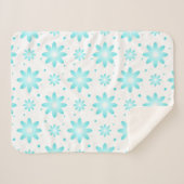 Witte en turquoise delicate daisy, stippen patroon sherpa deken (Voorkant (horizontaal))