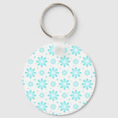 Witte en turquoise delicate daisy, stippen patroon sleutelhanger (Voorkant)