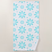 Witte en turquoise delicate daisy, stippen patroon strandlaken (Voorkant)