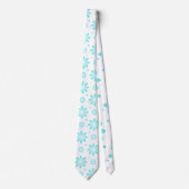 Witte en turquoise delicate daisy, stippen patroon stropdas (Voorkant)