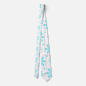 Witte en turquoise delicate daisy, stippen patroon stropdas (Achterkant)