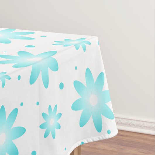 Witte en turquoise delicate daisy, stippen patroon tafelkleed (Voorbeeld)