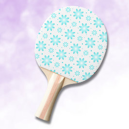 Witte en turquoise delicate daisy, stippen patroon tafeltennisbatje
