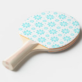 Witte en turquoise delicate daisy, stippen patroon tafeltennisbatje (Voorkant Gekanteld)