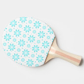 Witte en turquoise delicate daisy, stippen patroon tafeltennisbatje (Zijkant)