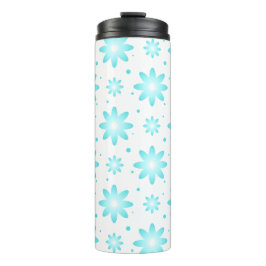 Witte en turquoise delicate daisy, stippen patroon thermosbeker