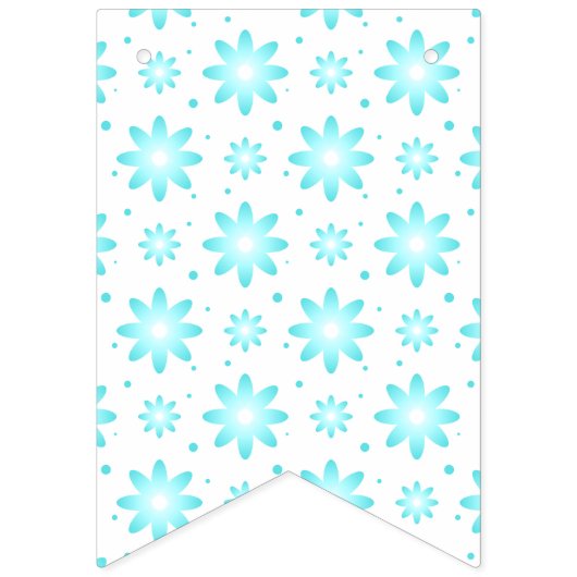 Witte en turquoise delicate daisy, stippen patroon vlaggetjes (Eerste vlag)