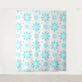 Witte en turquoise delicate daisy, stippen patroon wandkleed (Voorkant)