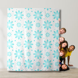 Witte en turquoise delicate daisy, stippen patroon wandkleed