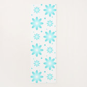 Witte en turquoise delicate daisy, stippen patroon yogamat (Achterkant)