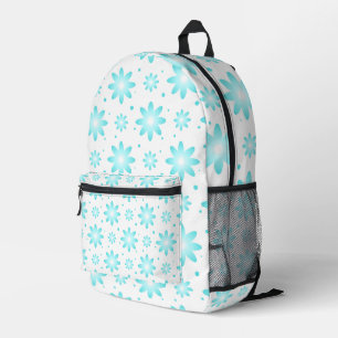 Witte en turquoise delicate margriet, stippenpatro bedrukte rugzak