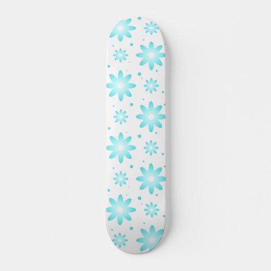 Witte en turquoise delicate margriet, stippenpatro persoonlijk skateboard (Voorkant)