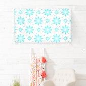 Witte en turquoise delicate margriet, stippenpatro spandoek (Insitu)