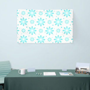 Witte en turquoise delicate margriet, stippenpatro spandoek