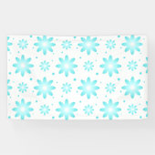 Witte en turquoise delicate margriet, stippenpatro spandoek (Horizontaal)