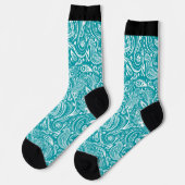 Witte en turquoise paisleypatroon sokken (Links)