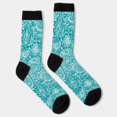 Witte en turquoise paisleypatroon sokken (Rechts)