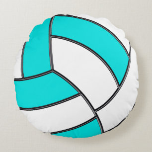 Witte en Turquoise Volleyball Pillow Change Color Rond Kussen