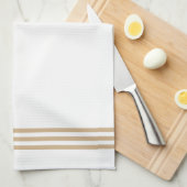 Witte en verfijnde stripjes en monogram theedoek (Quarter Fold)