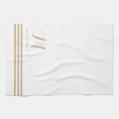 Witte en verfijnde stripjes en monogram theedoek (Horizontaal)