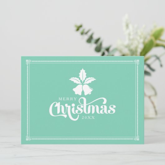 Witte en vleugje kerstbalen en tekstontwerp feestdagenkaart (Staand voorkant)