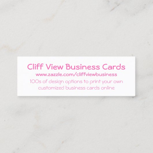 Witte en warme roze pooldots mini visitekaartje (Achterkant)