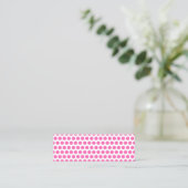 Witte en warme roze pooldots mini visitekaartje (Staand voorkant)