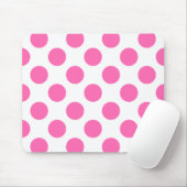 Witte en warme roze pooldots muismat (Met muis)