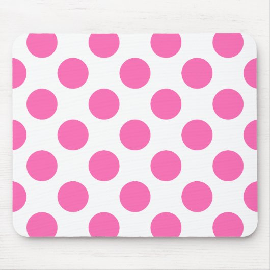 Witte en warme roze pooldots muismat (Voorkant)