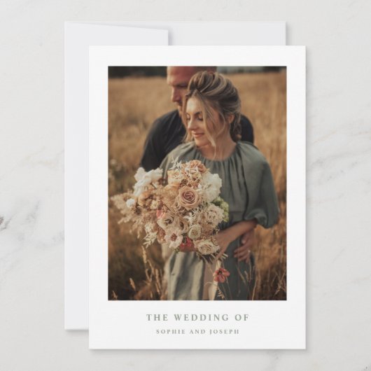 Witte en wijze elegante tekst en foto | Bruiloft Kaart (Voorkant)