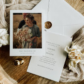 Witte en wijze elegante tekst en foto | Bruiloft Kaart