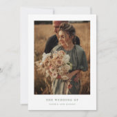 Witte en Wijze Elegante Tekst Foto QR Code Trouwen Kaart (Voorkant)