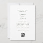 Witte en Wijze Elegante Tekst Foto QR Code Trouwen Kaart (Achterkant)