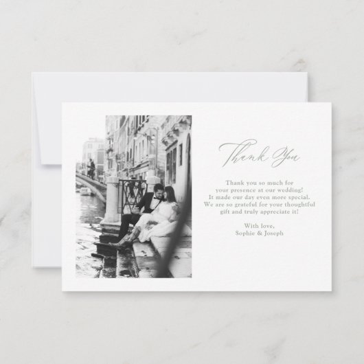Witte en wijze Italiaanse elegantie Twee foto brui Bedankkaart (Achterkant)
